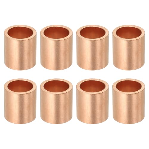 sourcing map 3/8(10mm) Wire Rope Stop Sleeve, Copper Crimping Loops Sleeve Round Crimp Ferrules for Wire Rope and Cable Ferrule, Gold 8Pcs