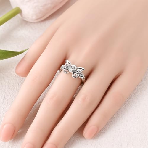 Hapour Adjustable Halloween Rings for Women S925 Sterling Silver Stackable Open Eternity Band Skull Skeleton Rose Flower Rings by Hapour - Used condition - Image 5