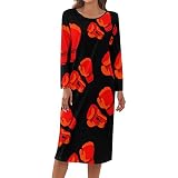 Red Boxing Gloves Women's Nightgown Loose Soft Sleep Shirt Long Sleeve Loungewear Casual Pajama Slee