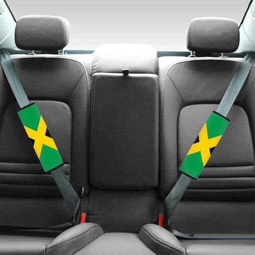 2-Pack Jamaica Flag Car Seat Belt Pads – Premium Soft Fabric, Comfortable and Supportive – Ideal for Cars, Trucks, SUVs – Show Your Jamaican Pride with Comfort