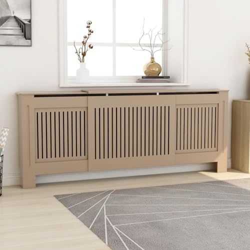 Sufrk Radiator Cover in MDF 205 cm, Modern and Elegant Slatted Radiator Cover for Home, MDF and Steel