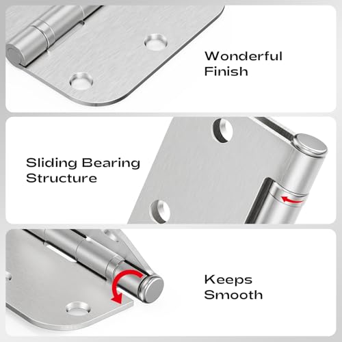 Brushed Nickel Door Hinges 3.5 Inch 5/8" Radius No-Squeak 18 Pack by JIW - Used condition - Image 4