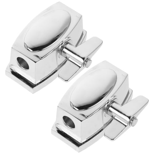 Abrazaderas para soporte de batería Alipis, 2 piezas, ajuste de alta precisión para bombo y tom de suelo de 52 mm, construcción metálica con acabado plateado elegante para uso casual miniatura 1