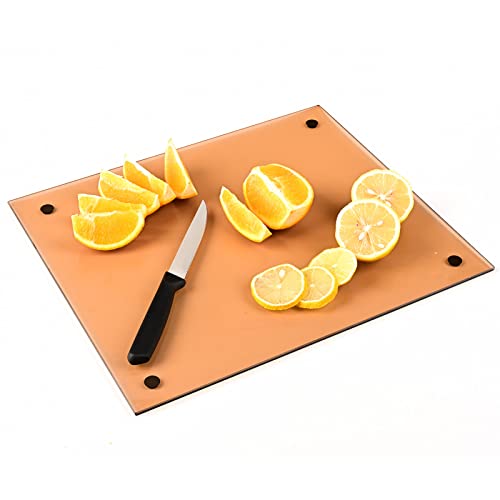 Menesia Klares Schneidebrett aus gehärtetem Glas für die Küche, rechteckig, goldfarben, groß, hitzebeständig, spülmaschinenfest, Schneidebrett (groß, 30,5 x 35,6 cm) Cover