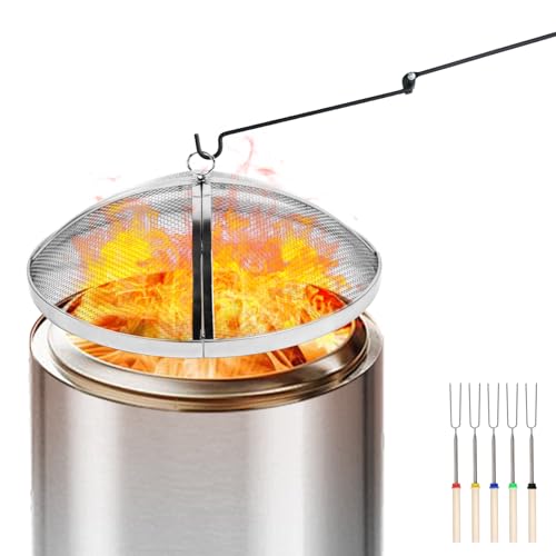 Baitedelai Fire Pit Protector Screen Compatible with Solo Stove Bonfire 19.5inch Stainless Steel Mesh Fire Pit Spark Shield for Solo Stove Bonfire Accessories with Foldable Handle and Removal Tool