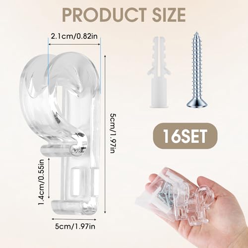 Nextpal 16 Pcs Blind Cord Holder Set, Clear Safety Chain Retainer Kit, Cord Guide and Fixation for Roller Vertical Window Shades, for Household Window Treatment Installation with Screws and Anchors