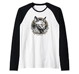 Gatto Sphynx Gotico Strega occulta Geometria Sacra Maglia con Maniche Raglan