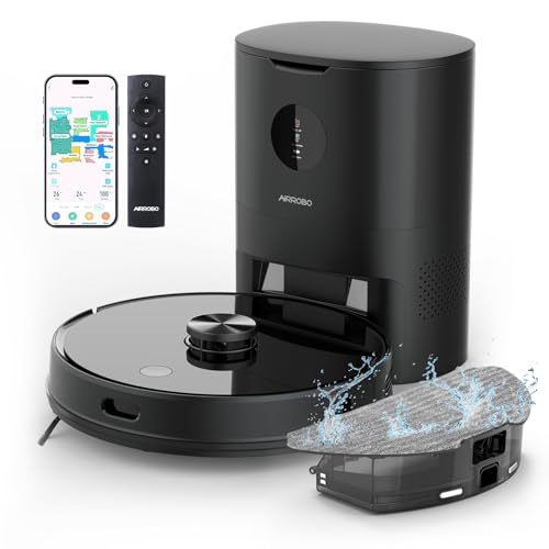 AIRROBO Saugroboter mit Wischfunktion und Absaugstation, Staubsauger Roboter, Saug und Wischroboter...