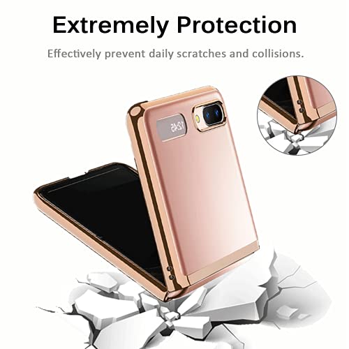 Miimall Compatible With Samsung Galaxy Z Flip 5G 2020 Case, Shockproof And Anti-Scratch Slim Thin Hard Pc Bumper Protective Transparent Phone Case For Samsung Galaxy Z Flip(Gold) #TOP3