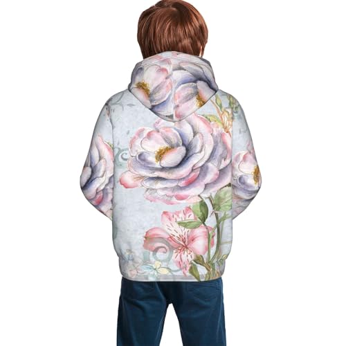 Vintage Rose Kid Hoodies Boys Sweatshirts Girls Pullover with Pocket4