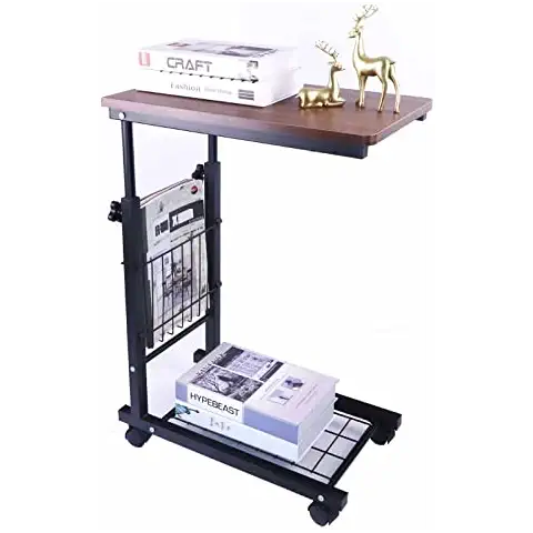 Mesa auxiliar de sofá con ruedas y estantes de almacenamiento ajustable Cover