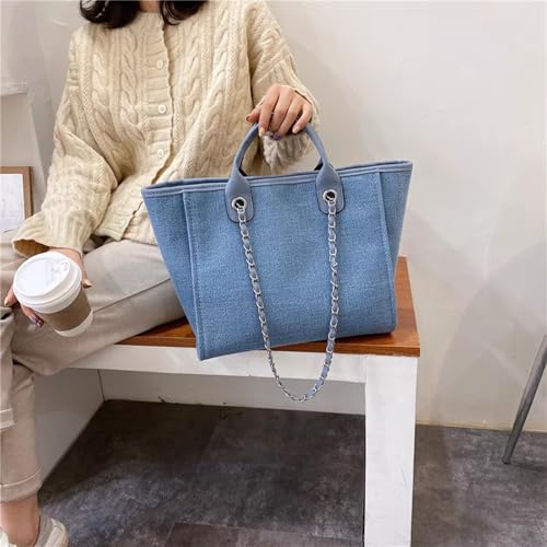 Bolso Tote grande para mujer de lona con cremallera miniatura 2