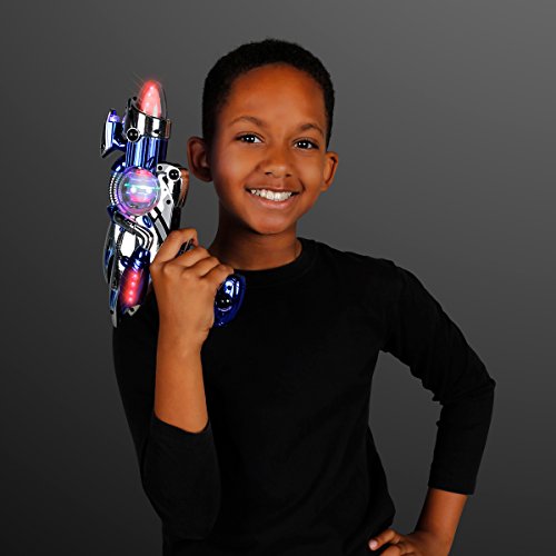 Flashingblinkylights Blue Light Up Space Toy Gun With Sound Effects And Spinning Multicolor Leds #TOP1