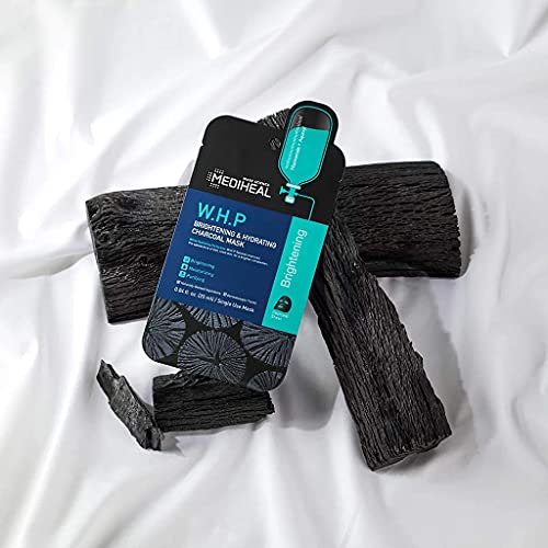Mediheal Official [Korea's No 1 Sheet Mask] - 10 Pack W.h.p Hydrating Charcoal Mask/Super Moisturizing & Clearing Facial Mask, Premium Charcoal Bamboo Sheet #TOP5