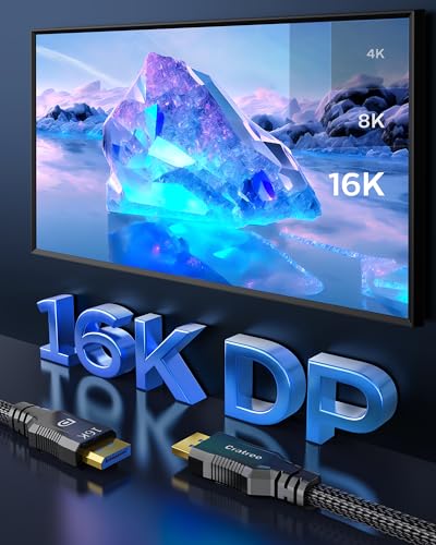 Cratree DisplayPort 2.1 Cable 3.3 Feet/1M -VESA Certified 16K DP to DP Braided Cord - Support 40Gbps,16K 30Hz,8K1 20Hz,4K 240Hz /165Hz /144Hz - Compatible FreeSync/G-Sync/Gaming Monitor,PC - Thumbnail 3