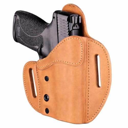 Urban Carry LockLeather OWB Brown Holster for Glock 43 (43/43x/All Gens) - Secure & Comfort Hybrid Leather/Polymer Design for 3.4' Barrel