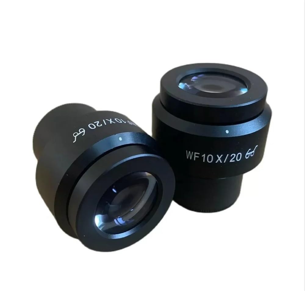 1Pair WF10X/20 Diopter-Adjustable Microscope Eyepieces (30MM) with One Pair Eyeguard for Stereo Microscope