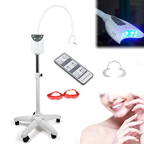Mobile Teeth Whitening LED Lamp, w/ 20 Mouth Sheath GDAE10 Electric Energy Tooth Gem Kit Whitener Machine Bleaching Cold Light Accelerator Oral Care Floor Standing Wheel Beauty 60 Hz 520nm 2w/cm
