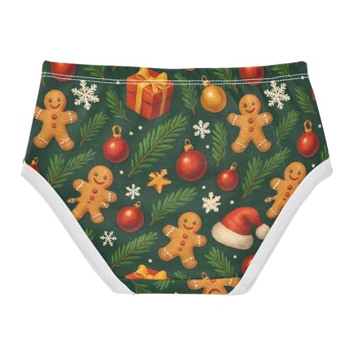 Joisal Stylish Toddler Girls Underwear 2t Cotton Panties for Girl Cute Christmas Gingerbread Green Briefs Underpants2