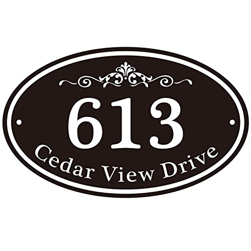 Reflective Address Plaque Sign Wall Mounted - Personalized Metal House Number Sign Plaque,Address Sign,House Address Numbers For Outside/Indoor House - Horizontal 911 Visibility Nite Bright(10 X 6 Inch) #TOP4