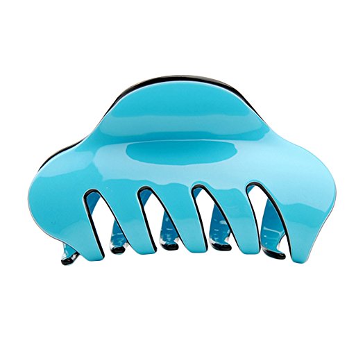 DAYNECETY 1pc Women Hair Claw Clip Crab Ponyhair Holder Clip Girls Hairpieces (Light Blue&Black)