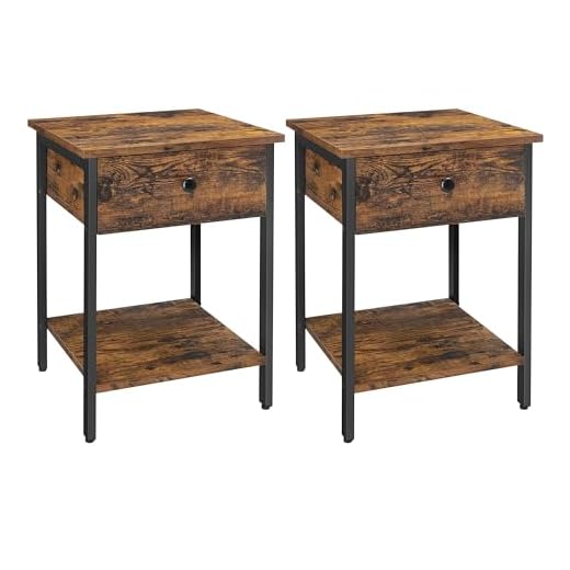 Elegante Set de 2 Mesita de Noche en Diseño Industrial con Fácil Montaje: Magnífica Sencillez para Su Hogar Cama, el sofá y el Pasillo! - marrón Vintage-Negro 40 x 40 x 55 cm