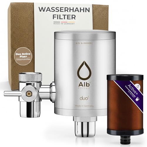 Alb Filter Duo Active Plus+ Trinkwasserfilter Edelstahl Matt – Wasserfilter Wasserhahn für sauberes Trinkwasser – Filtration von Schadstoffen, Bakterien & Kalk – Wasserfiltersystem Made in Germany