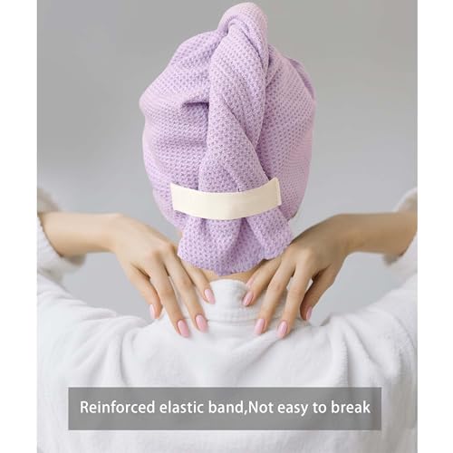 Image of ROLSHOL 2 Pack Waffle Microfiber Hair Towel Wraps for Women, 32 x 11 in