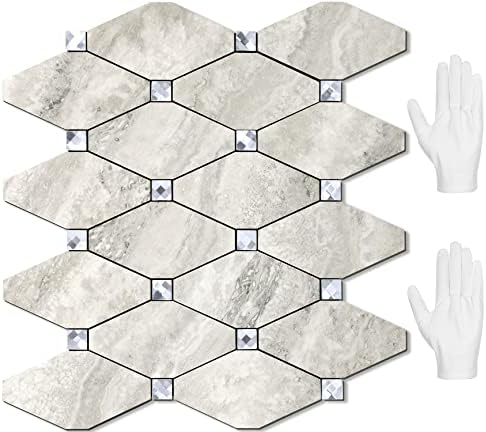 STICKGOO Peel and Stick Backsplash, 10 Sheets Beige Stone Texture Stick on Backsplash, Self Adhesive Wall Tile Sticker