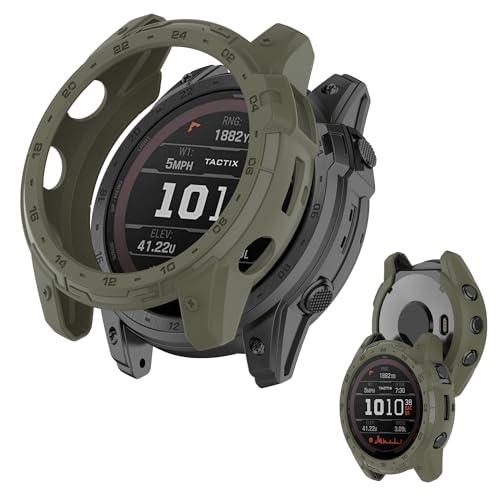 �K�[�~��(GARMIN) tactix 7 AMOLED �p �P�[�X �ی�P�[�X �yNOUKAJU�z ��̌^ TPU�f�� �S�ʕی� �����ȒP �ϏՌ� �Ռ��z�� �A�N�Z�T���[ (�O���[��)