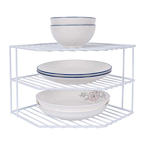 3-Tier Corner Shelf Counter and Cabinet Organizer - Steel Metal Wire -...