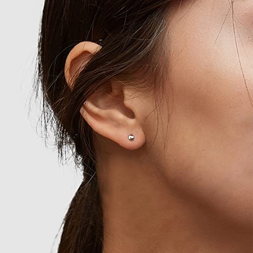Hayoso 6 Pairs Sterling Silver Stud Earrings For Women, Cubic Zirconia Stud Earrings, Tiny Ball Stud Hypoallergenic Earrings, Small Tragus Cartilage Earrings Set For Men Girls 2Mm,3Mm,4Mm #TOP4