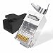 Produktbild LEENUE RJ45 Stecker CAT 7 Pass Through, Netzwerkstecker CAT7 CAT6A für Verlegekabel, Lan Stecker mit Knickschutz Geschirmte, 20 Stück schwarz