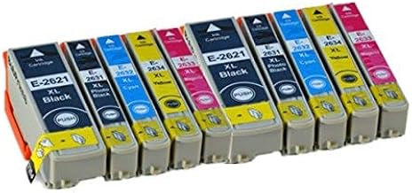 10 ECS Cartouche d'encre Compatible pour imprimante Epson Expression Premium XP510 XP520 XP600 XP605 XP610 XP615 XP620 XP625 XP700 XP710 XP720 XP800 XP820
