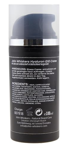 John Whiskers Tages- und Nachtcreme – Made in Germany – mit Hyaluron und Q10 – Gesichtspflege und Feuchtigkeitscreme für Männer