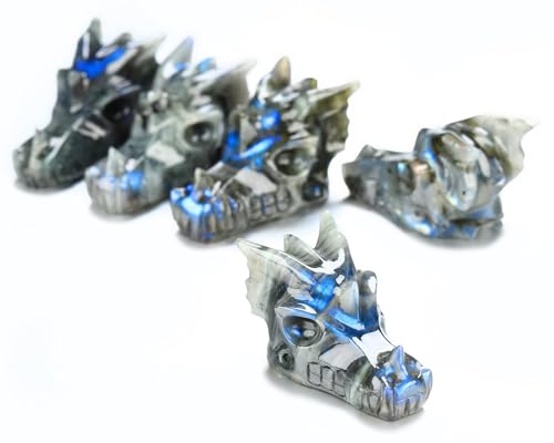 Cráneo Dragón de Cristal Labradora de 2 pulgadas tallado a mano miniatura 6