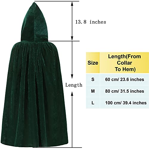 Knelor Kids Hooded Velvet Cloak Robe Halloween Cosutme Cape Fancy Cosplay Costumes 3 To 16 Years (S/Age 3-4, Green) #TOP6
