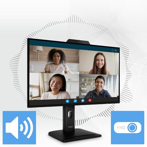 Image of MSI PRO MP272PMG, 24-inch IPS 1920 x 1080 (FHD) Computer Monitor, 120Hz, Webcam, Adaptive-Synch, EPEAT Silver, HDMI, DisplayPort, VGA Port, VESA Mountable, Tilt, Height Adjustable, Speaker, 1ms, Black