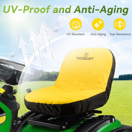 Image of Lawn Mower Seat Cover, Weatherproof Heavy Duty Tractor Seat Cover Compatible with John Deere LP92324 Cub Cadet Riding Lawn Mower, Medium