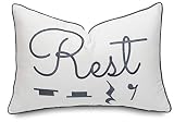 YugTex Rest Sentiment Cotton Embroidered Decorative Lumbar Accent Throw Pillowcase - Gift for Music