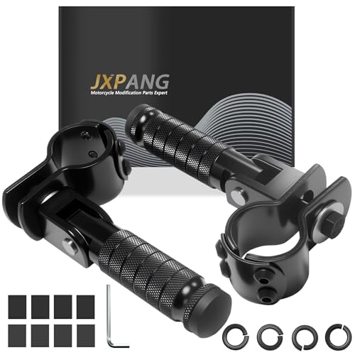 JXPANG M8 Motorcycle Folding Rearsets Foldable Motorbike Footrest Bicycle Footpegs Foot Pegs Pedal Passenger Pedal Universal For Electric Car Motorbike Mini Bike Dirt Pit (Black Type B)