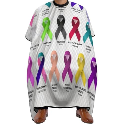 Fashion Salon Barber Cape Professional Hair Cutting Cape with Adjustable Snap Closure Set Ribbon All Cancers Cancer Awareness Ribbons