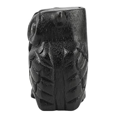 3.5Wooden Owl Hoot Whistle - Musical Ocarina Craft Decor (Black)