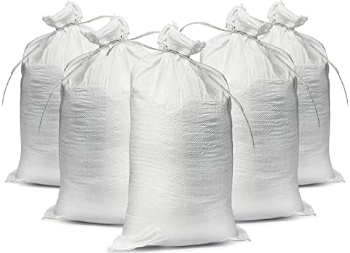 Empty White Sandbags with Ties (Bundle of 100) 14" x 26" - Woven Polypropylene Sand bags, Sandbags for Hurricane Flooding, Sand Bags Flood Protection
