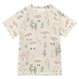 Bambino Animale Pecora Frassino Floreale Manica Corta Bambine Costume Da Bagno Ragazze Grandi Ragazze Costumi Da Bagno Ragazze Rash Guard Top, Animale infantile pecora frassino floreale, 9-10 anni