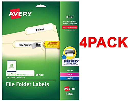 Avery File Folder Labels, TrueBlock Technology, Permanent Adhesive, 2/3