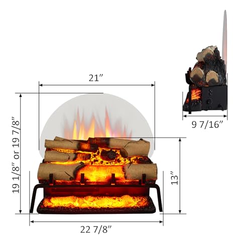 Image of LegendFlame 23 inch W Free Standing Electric Fireplace White Birch Log Set (EF290A-WB), Fireplace Insert, Heater 750W /1500W, Crackling Sound, Remote Control