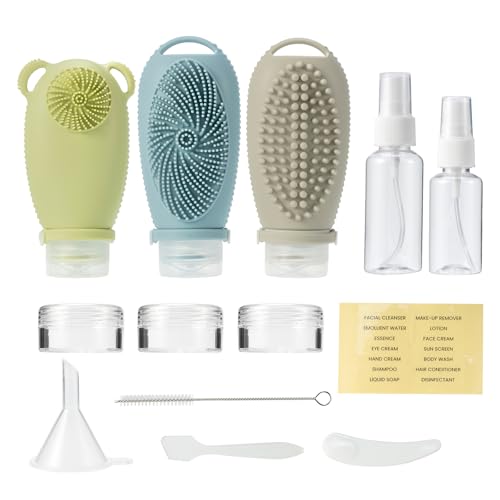 Mesiiloly Silicone Travel Bottles for Toiletries, 3.4 oz Travel Bottles TSA Approved, Multifunctional Cleaning Travel Toiletry Bottles Set, Refillable and Leakproof Travel Squeeze Bottles