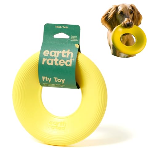 Earth Rated Disco volante per cani, giocattolo interattivo per cani adulti e cuccioli, galleggia in acqua, piccolo, giallo