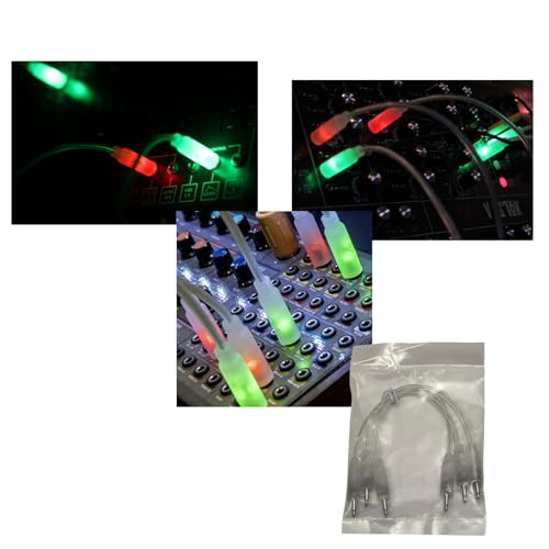 SSMS LED Eurorack Patch Cables - 6" (15 cm) 3 Pack, Red/Green LEDs - Suitable for Eurorack Modular Synthesizer | Red/Green LEDs Indicate Signal Flow | Diagnostic & Educational Tool